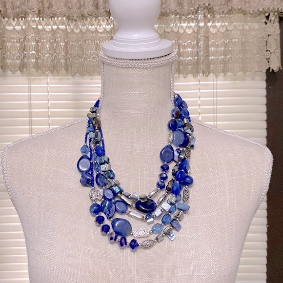 Bocar multi layer 5 strand statement collar beaded fashion jewelry necklace - Picture 3 of 10